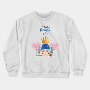 Baby Boy Crowned Blue Gold Fairy Prince Castle Crewneck Sweatshirt